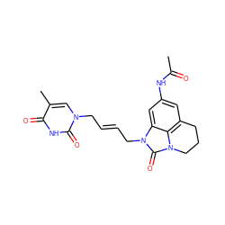 CC(=O)Nc1cc2c3c(c1)n(C/C=C/Cn1cc(C)c(=O)[nH]c1=O)c(=O)n3CCC2 ZINC000066262788