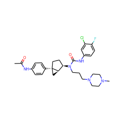 CC(=O)Nc1ccc([C@]23CC[C@@H](N(CCCN4CCN(C)CC4)C(=O)Nc4ccc(F)c(Cl)c4)[C@H]2C3)cc1 ZINC000036351571