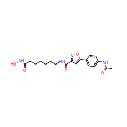 CC(=O)Nc1ccc(-c2cc(C(=O)NCCCCCCC(=O)NO)no2)cc1 ZINC000040395085