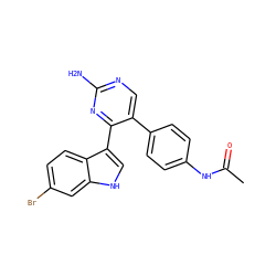 CC(=O)Nc1ccc(-c2cnc(N)nc2-c2c[nH]c3cc(Br)ccc23)cc1 ZINC000072109292