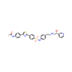 CC(=O)Nc1ccc(-c2csc(-c3ccc(S(=O)(=O)Nc4ccc(CCNC[C@H](O)c5cccnc5)cc4)cc3)n2)cc1 ZINC000026147097