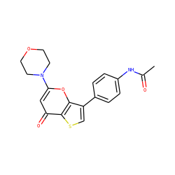 CC(=O)Nc1ccc(-c2csc3c(=O)cc(N4CCOCC4)oc23)cc1 ZINC000101661771