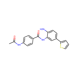 CC(=O)Nc1ccc(C(=O)Nc2cc(-c3cccs3)ccc2N)cc1 ZINC000014970815