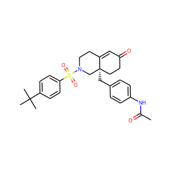 CC(=O)Nc1ccc(C[C@@]23CCC(=O)C=C2CCN(S(=O)(=O)c2ccc(C(C)(C)C)cc2)C3)cc1 ZINC000028953827