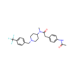 CC(=O)Nc1ccc(CC(=O)N(C)C2CCN(Cc3ccc(C(F)(F)F)cc3)CC2)cc1 ZINC000084604666