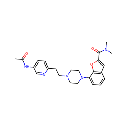 CC(=O)Nc1ccc(CCN2CCN(c3cccc4cc(C(=O)N(C)C)oc34)CC2)nc1 ZINC000114868104