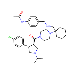 CC(=O)Nc1ccc(CNCC2(N3CCN(C(=O)[C@H]4CN(C(C)C)C[C@@H]4c4ccc(Cl)cc4)CC3)CCCCC2)cc1 ZINC000028953989