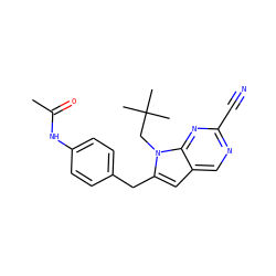 CC(=O)Nc1ccc(Cc2cc3cnc(C#N)nc3n2CC(C)(C)C)cc1 ZINC000028958211