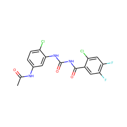 CC(=O)Nc1ccc(Cl)c(NC(=O)NC(=O)c2cc(F)c(F)cc2Cl)c1 ZINC000013673987