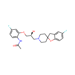 CC(=O)Nc1ccc(F)cc1OC[C@@H](O)CN1CCC2(CC1)Cc1cc(F)ccc1O2 ZINC000095589965