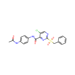 CC(=O)Nc1ccc(NC(=O)c2nc(S(=O)(=O)Cc3ccccc3)ncc2Cl)cc1 ZINC000012111566