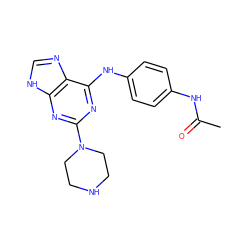 CC(=O)Nc1ccc(Nc2nc(N3CCNCC3)nc3[nH]cnc23)cc1 ZINC000053313536