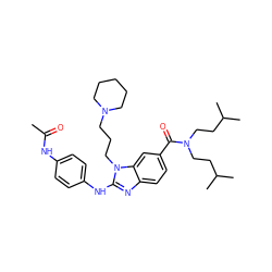 CC(=O)Nc1ccc(Nc2nc3ccc(C(=O)N(CCC(C)C)CCC(C)C)cc3n2CCCN2CCCCC2)cc1 ZINC000028823410