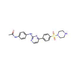 CC(=O)Nc1ccc(Nc2nccc(-c3ccc(S(=O)(=O)N4CCNCC4)cc3)n2)cc1 ZINC000013588905