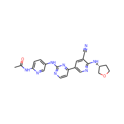 CC(=O)Nc1ccc(Nc2nccc(-c3cnc(N[C@@H]4CCOC4)c(C#N)c3)n2)cn1 ZINC000221164887