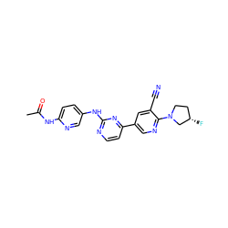 CC(=O)Nc1ccc(Nc2nccc(-c3cnc(N4CC[C@H](F)C4)c(C#N)c3)n2)cn1 ZINC000221244529