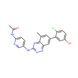 CC(=O)Nc1ccc(Nc2nnc3cc(-c4cc(O)ccc4Cl)cc(C)c3n2)cn1 ZINC000035951615