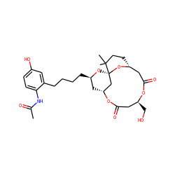 CC(=O)Nc1ccc(O)cc1CCCC[C@@H]1C[C@@H]2C[C@@]3(O[C@H](CCC3(C)C)CC(=O)O[C@@H](CO)CC(=O)O2)O1 ZINC000096910110