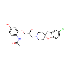 CC(=O)Nc1ccc(O)cc1OC[C@@H](O)CN1CCC2(CC1)Cc1cc(Cl)ccc1O2 ZINC000036403573