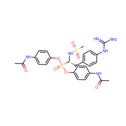 CC(=O)Nc1ccc(OP(=O)(Oc2ccc(NC(C)=O)cc2)[C@@H](Cc2ccc(NC(=N)N)cc2)NS(C)(=O)=O)cc1 ZINC000028869535