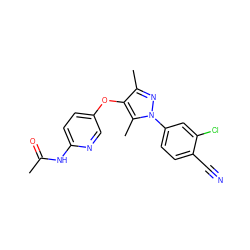 CC(=O)Nc1ccc(Oc2c(C)nn(-c3ccc(C#N)c(Cl)c3)c2C)cn1 ZINC000073298473