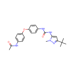 CC(=O)Nc1ccc(Oc2ccc(NC(=O)Nc3cc(C(C)(C)C)nn3C)cc2)cc1 ZINC000013442515