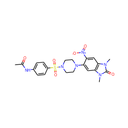 CC(=O)Nc1ccc(S(=O)(=O)N2CCN(c3cc4c(cc3[N+](=O)[O-])n(C)c(=O)n4C)CC2)cc1 ZINC000008666213