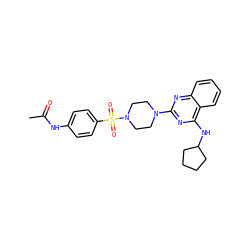 CC(=O)Nc1ccc(S(=O)(=O)N2CCN(c3nc(NC4CCCC4)c4ccccc4n3)CC2)cc1 ZINC000006553425