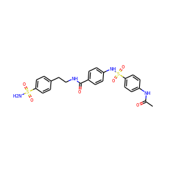 CC(=O)Nc1ccc(S(=O)(=O)Nc2ccc(C(=O)NCCc3ccc(S(N)(=O)=O)cc3)cc2)cc1 ZINC000095554661