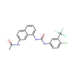 CC(=O)Nc1ccc2cccc(NC(=O)Nc3ccc(Cl)c(C(F)(F)F)c3)c2c1 ZINC000001492043