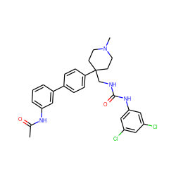 CC(=O)Nc1cccc(-c2ccc(C3(CNC(=O)Nc4cc(Cl)cc(Cl)c4)CCN(C)CC3)cc2)c1 ZINC000028115848