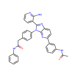 CC(=O)Nc1cccc(-c2ccc3nc(-c4cccnc4N)n(-c4ccc(CC(=O)Nc5ccccc5)cc4)c3n2)c1 ZINC000095579877