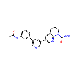 CC(=O)Nc1cccc(-c2cncc(-c3cnc4c(c3)CCCN4C(N)=O)c2)c1 ZINC001772578807