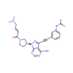 CC(=O)Nc1cccc(C#Cc2nn([C@H]3CCN(C(=O)/C=C/CN(C)C)C3)c3ncnc(N)c23)c1 ZINC000222792896