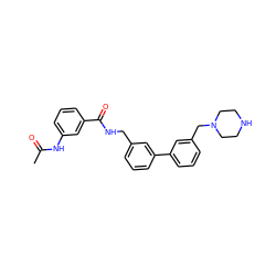 CC(=O)Nc1cccc(C(=O)NCc2cccc(-c3cccc(CN4CCNCC4)c3)c2)c1 ZINC000040955212