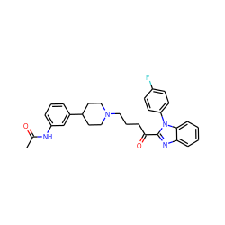 CC(=O)Nc1cccc(C2CCN(CCCC(=O)c3nc4ccccc4n3-c3ccc(F)cc3)CC2)c1 ZINC000058590458