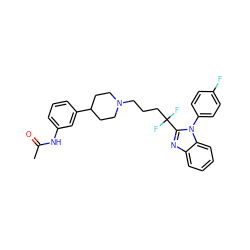 CC(=O)Nc1cccc(C2CCN(CCCC(F)(F)c3nc4ccccc4n3-c3ccc(F)cc3)CC2)c1 ZINC000058590460