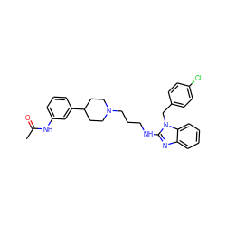 CC(=O)Nc1cccc(C2CCN(CCCNc3nc4ccccc4n3Cc3ccc(Cl)cc3)CC2)c1 ZINC000035881451