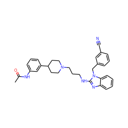 CC(=O)Nc1cccc(C2CCN(CCCNc3nc4ccccc4n3Cc3cccc(C#N)c3)CC2)c1 ZINC000058576470
