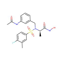 CC(=O)Nc1cccc(CN([C@H](C)C(=O)NO)S(=O)(=O)c2ccc(F)c(C)c2)c1 ZINC000473149617