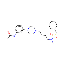 CC(=O)Nc1cccc(N2CCN(CCCCN(C)S(=O)(=O)CC3CCCCC3)CC2)c1 ZINC000013703864