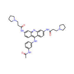 CC(=O)Nc1cccc(Nc2c3ccc(NC(=O)CCN4CCCC4)cc3nc3cc(NC(=O)CCN4CCCC4)ccc23)c1 ZINC000100921184