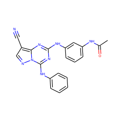 CC(=O)Nc1cccc(Nc2nc(Nc3ccccc3)n3ncc(C#N)c3n2)c1 ZINC000016052402