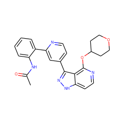 CC(=O)Nc1ccccc1-c1cc(-c2n[nH]c3ccnc(OC4CCOCC4)c23)ccn1 ZINC000114773169