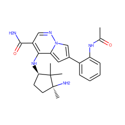 CC(=O)Nc1ccccc1-c1cc2c(N[C@@H]3CC[C@](C)(N)C3(C)C)c(C(N)=O)cnn2c1 ZINC000169710831