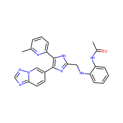 CC(=O)Nc1ccccc1NCc1nc(-c2ccc3ncnn3c2)c(-c2cccc(C)n2)[nH]1 ZINC000113393604