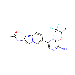 CC(=O)Nc1cn2cc(-c3cnc(N)c(O[C@@H](C)C(F)(F)F)n3)ccc2n1 ZINC000043172291