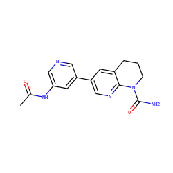 CC(=O)Nc1cncc(-c2cnc3c(c2)CCCN3C(N)=O)c1 ZINC000221466163