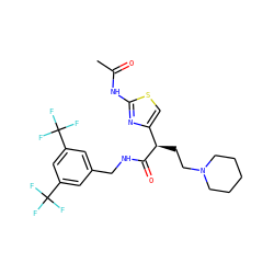 CC(=O)Nc1nc([C@@H](CCN2CCCCC2)C(=O)NCc2cc(C(F)(F)F)cc(C(F)(F)F)c2)cs1 ZINC000028702892