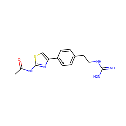 CC(=O)Nc1nc(-c2ccc(CCNC(=N)N)cc2)cs1 ZINC000095583230